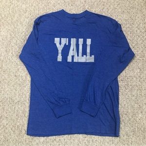 EUC heather blue/grey “Y’all” long sleeve tee shirt. Size Large